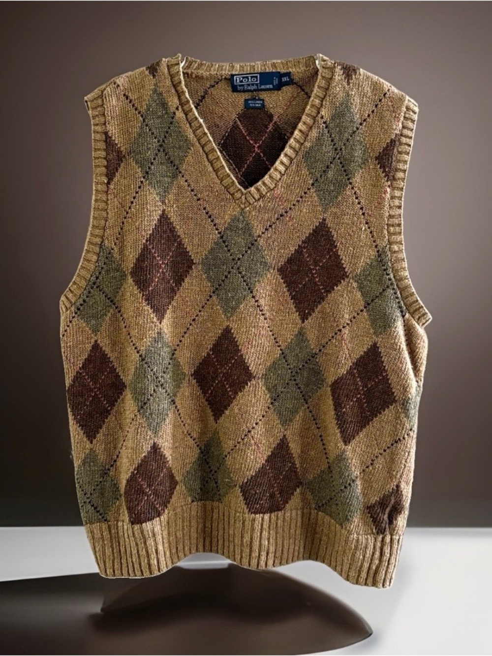 Polo Ralph Lauren Linen Silk Argyle Vest 🐎